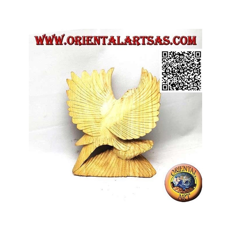 Scultura di un'aquila sulle zampe con ali spiegate in legno di ibisco da 15 cm