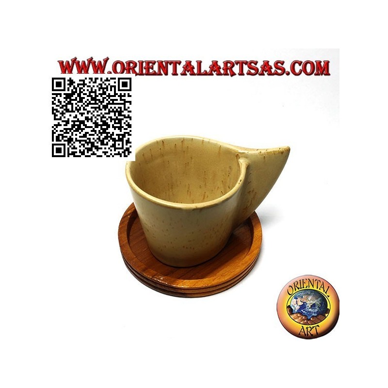 Sottobicchiere tondo in legno di teak con bordo rialzato da 9 cm