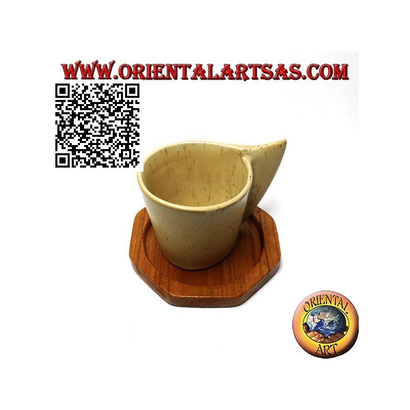 Octagonal coaster in teak wood with 9 cm raised edge