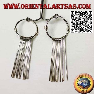 Créoles en argent 25 mm avec segments filetés droits