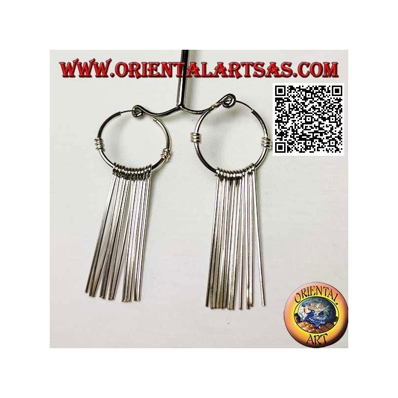 25mm silver hoop earrings with straight threaded segments