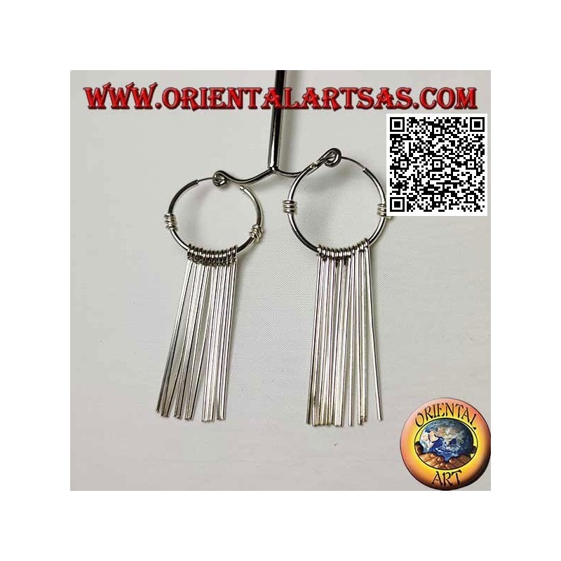 Pendientes de aro de plata de 25 mm con segmentos roscados rectos