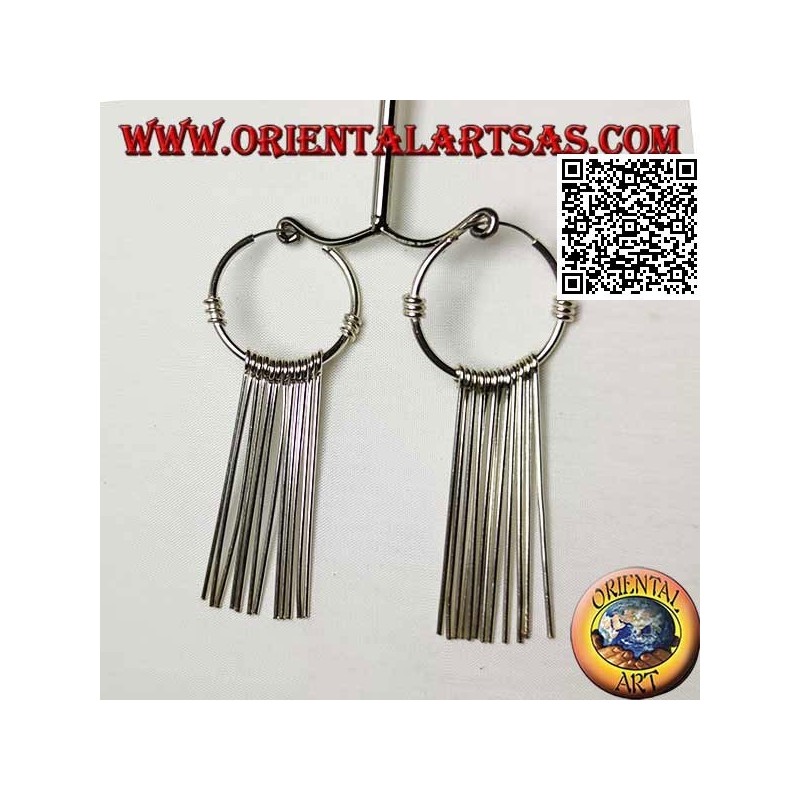 Créoles en argent 25 mm avec segments filetés droits