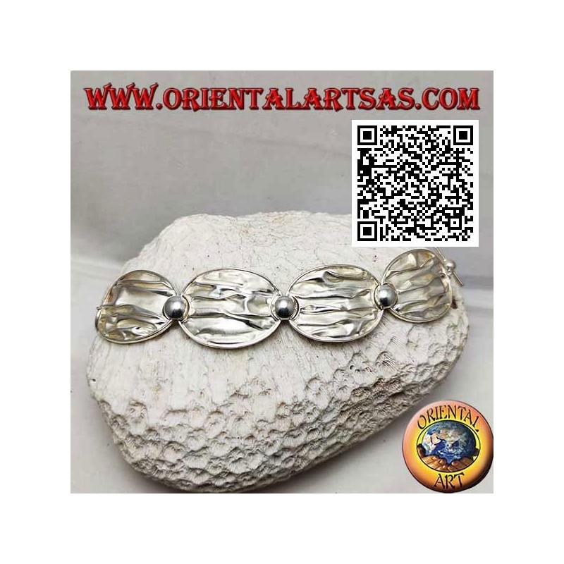 Bracciale in argento satinato semirigido a effetto accartocciato