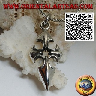 Pendant in silver cross of Santiago de Compostela with central hole