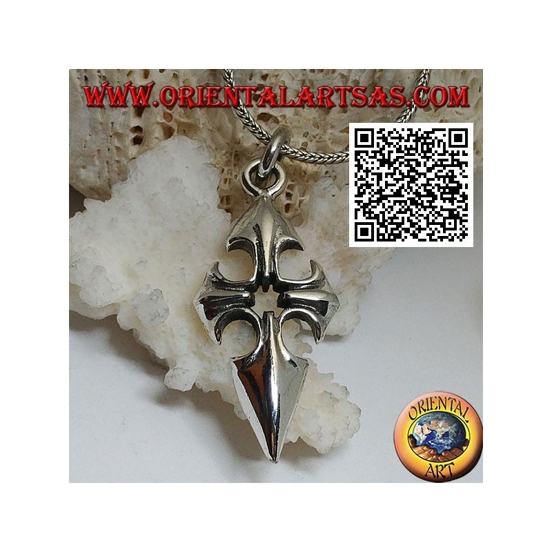 Pendentif croix de Saint-Jacques-de-Compostelle en argent avec trou central