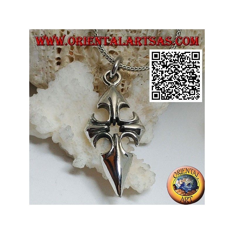 Pendant in silver cross of Santiago de Compostela with central hole
