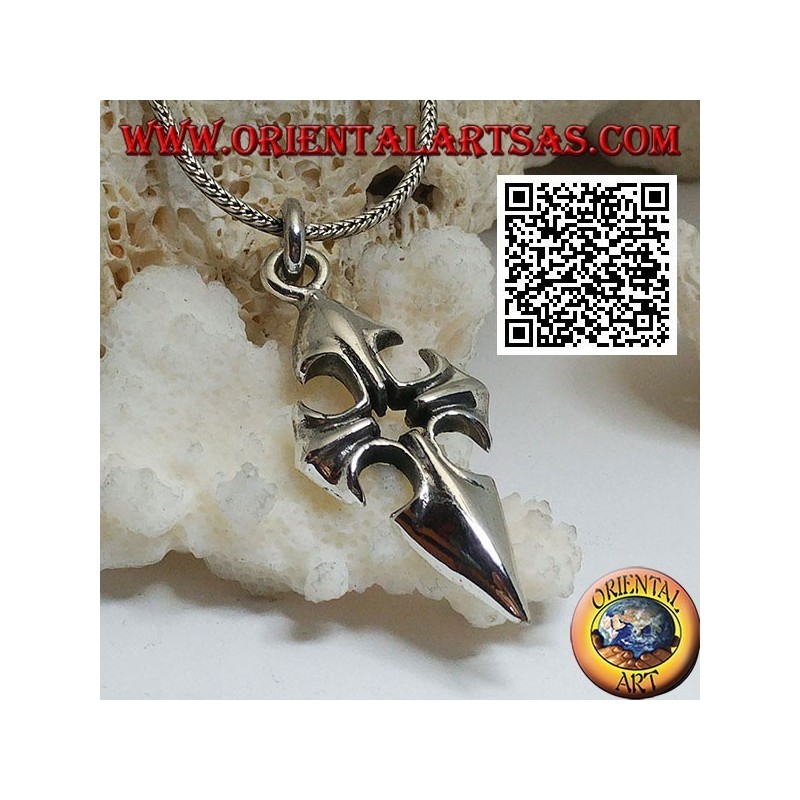 Ciondolo in argento croce di Santiago de Compostela con foro centrale