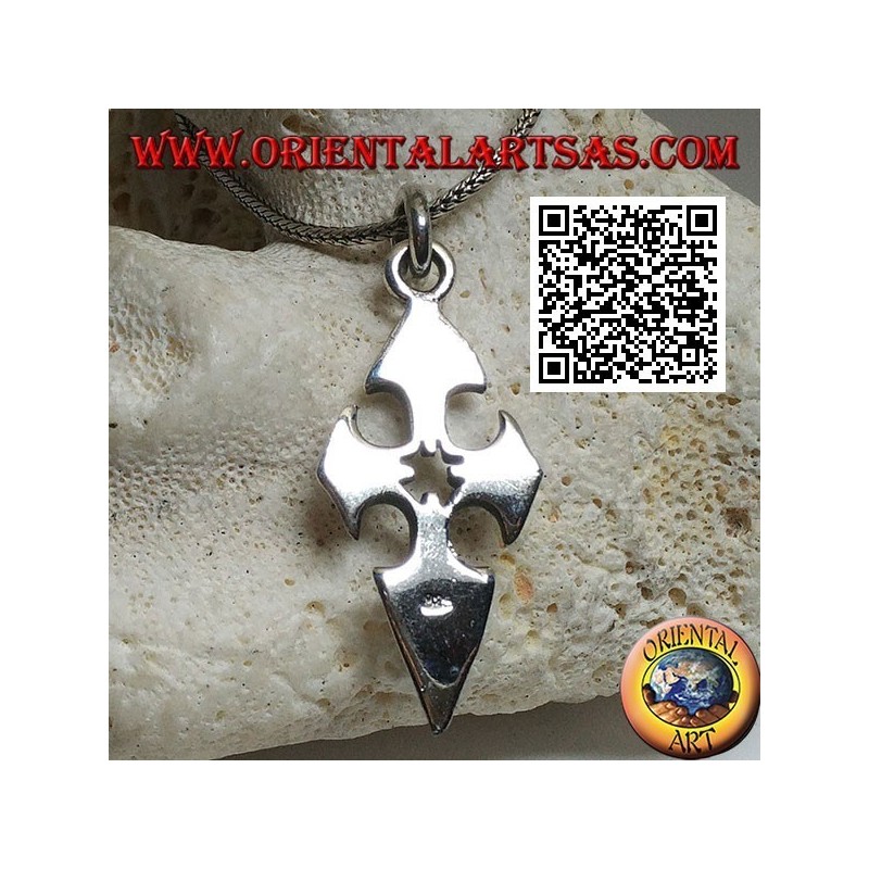 Pendant in silver cross of Santiago de Compostela with central hole