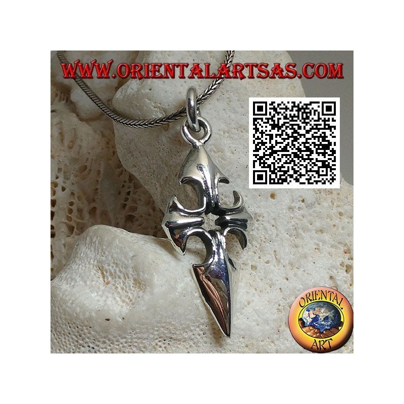 Pendentif croix de Saint-Jacques-de-Compostelle en argent avec trou central