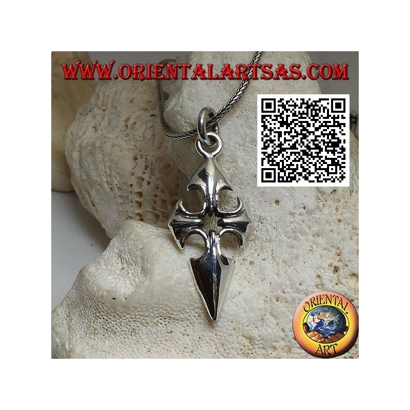 Ciondolo in argento croce di Santiago de Compostela con foro centrale