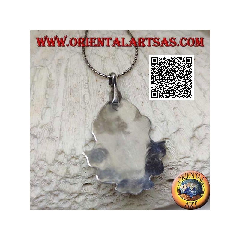 Ciondolo in argento Aṣṭamaṃgala "gli otto simboli del buon auspicio" con corallo (grande)