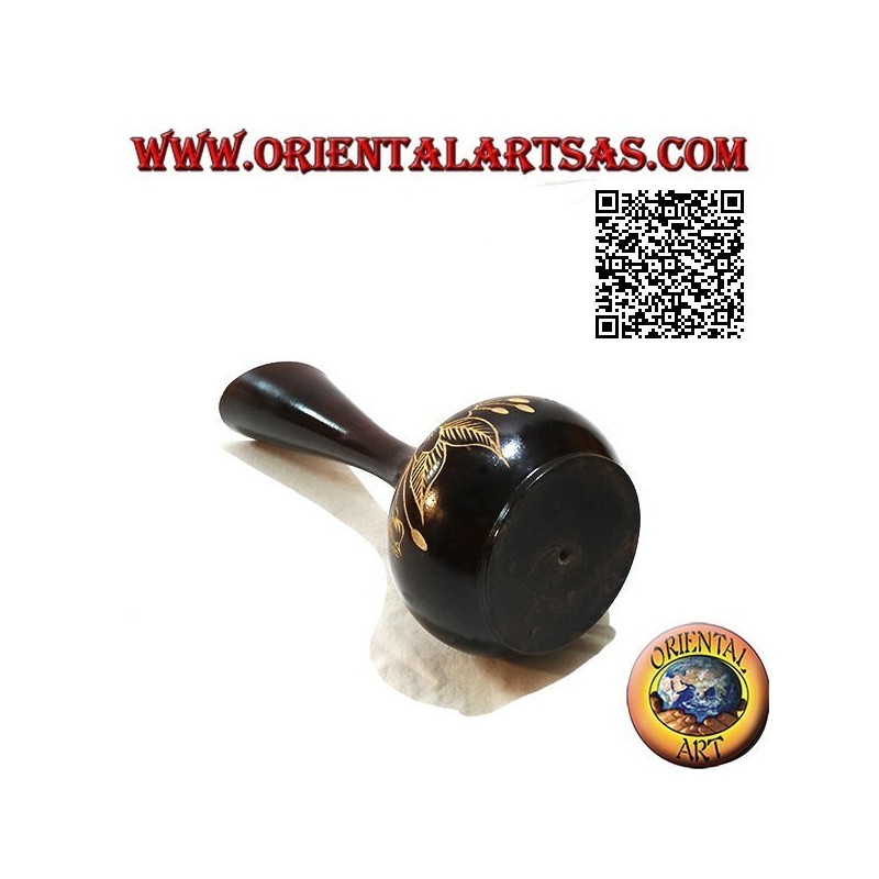 Vaso portafiori ad ampolla alta con decoro floreale inciso a mano in legno di mogano da 30 cm