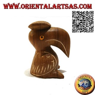 Sculpture d'un toco toucan avec chapeau "diplômé", peint à la main, en bois de teck de 12 cm