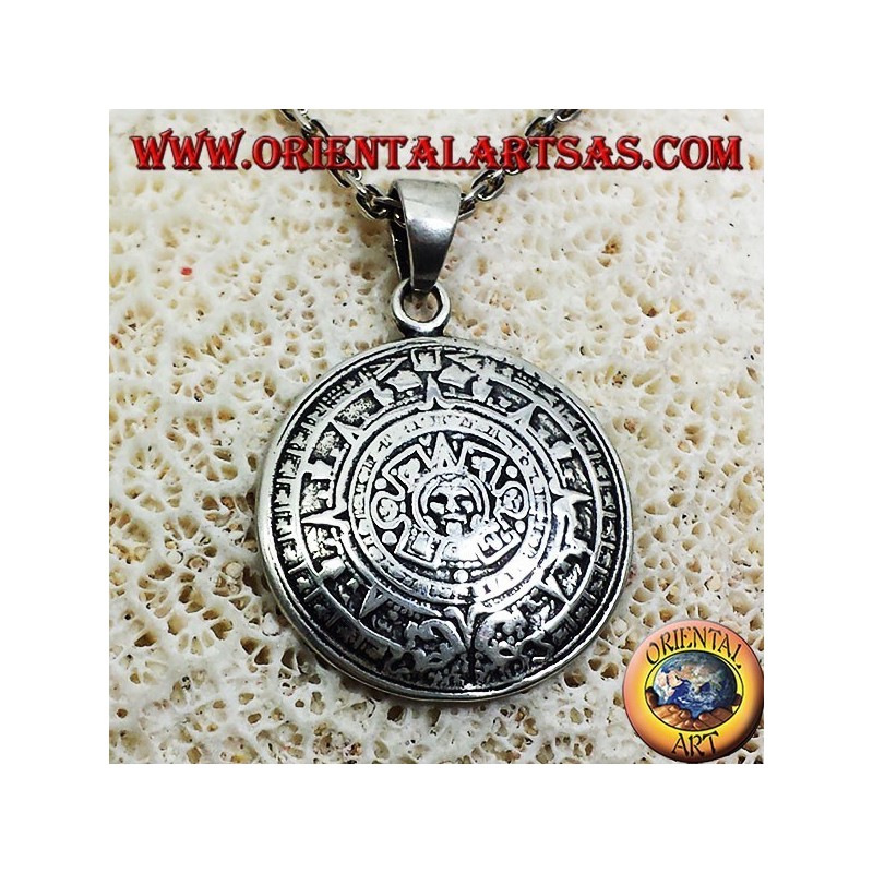 colgante de plata Piedra del Sol (calendario azteca)