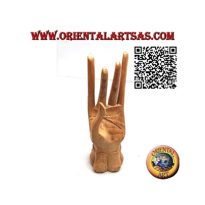 Scultura espositore per gioielli "mano in piedi" in legno di pino da 19 cm