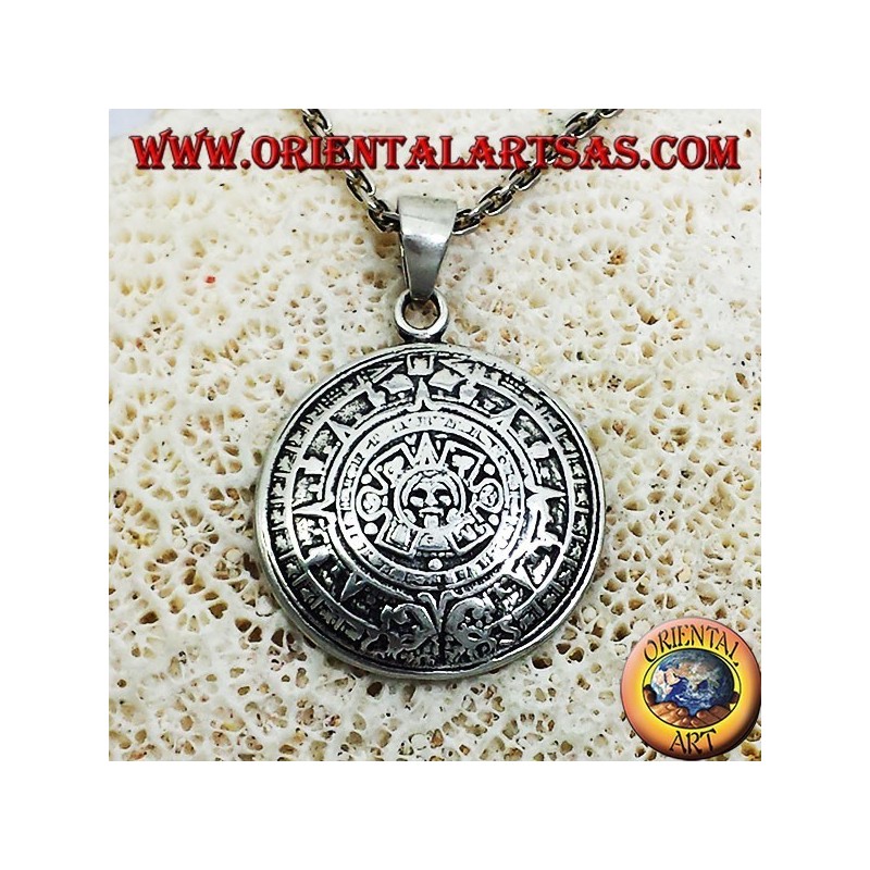 colgante de plata Piedra del Sol (calendario azteca)