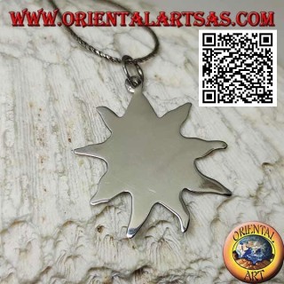Colgante de plata lisa, medalla en forma de sol