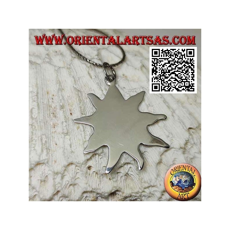 Smooth silver pendant, sun shaped medal