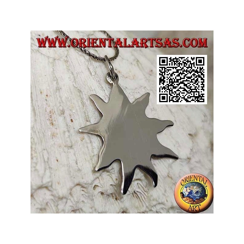 Colgante de plata lisa, medalla en forma de sol