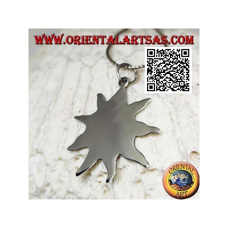 Pendentif en argent lisse, médaille en forme de soleil