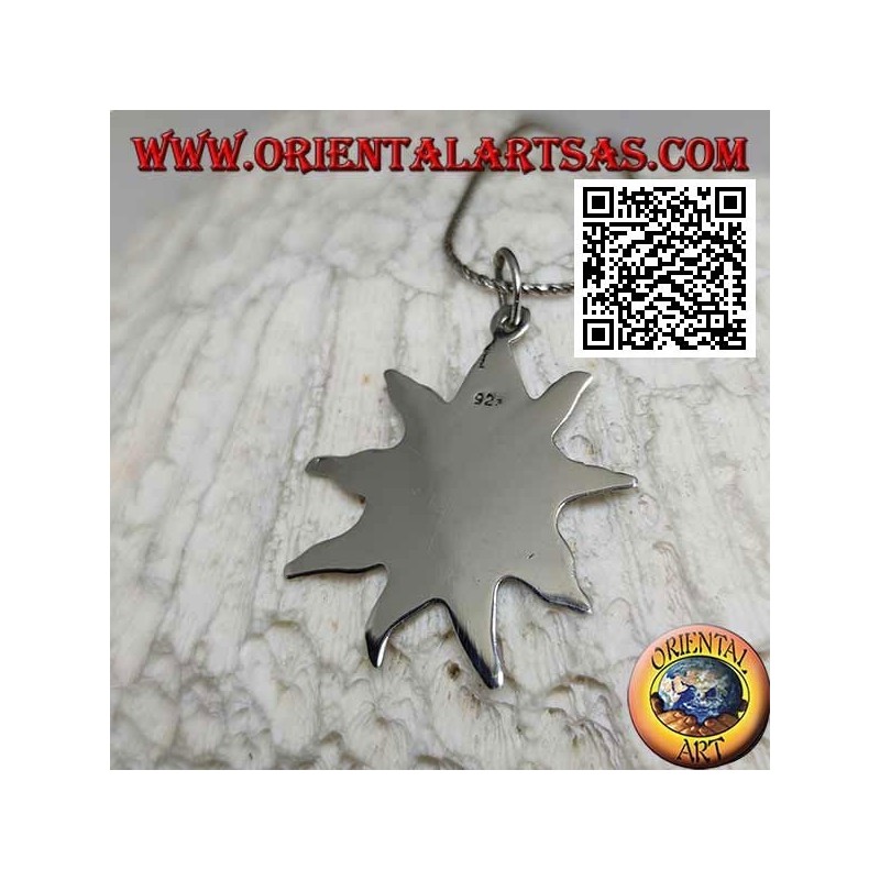 Smooth silver pendant, sun shaped medal