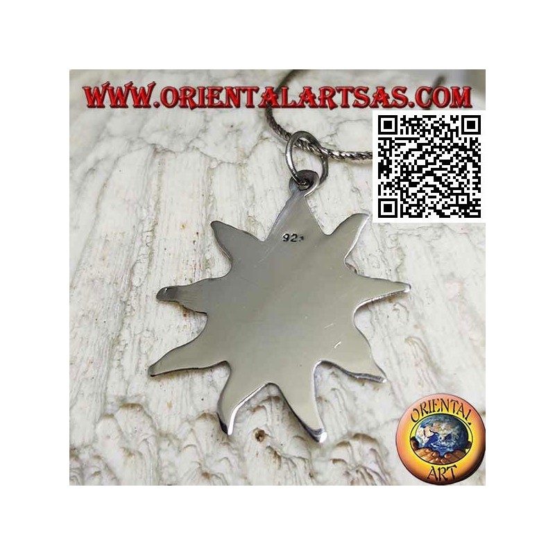 Pendentif en argent lisse, médaille en forme de soleil