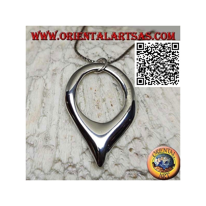 Ciondolo in argento liscio a forma di goccia rovesciata con gancio