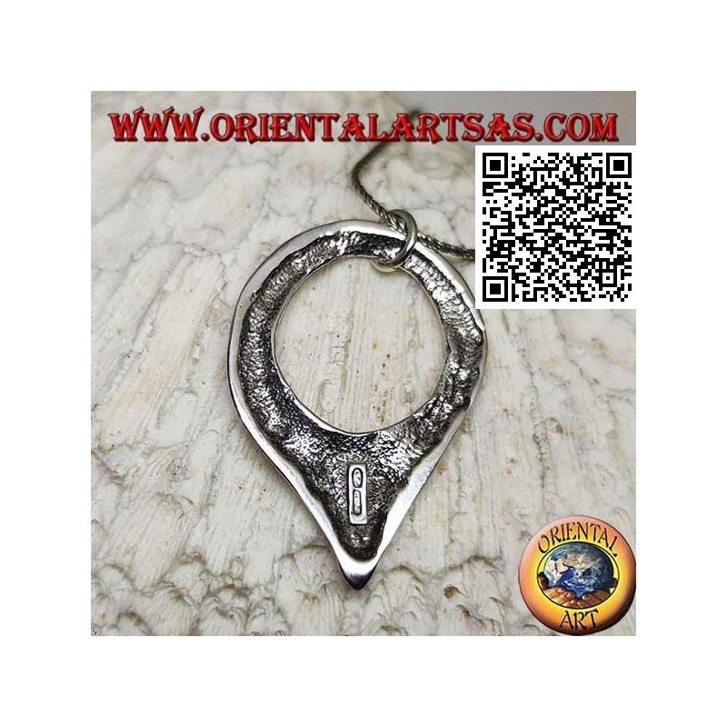Ciondolo in argento liscio a forma di goccia rovesciata con gancio