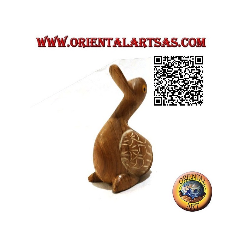 Escultura de ganso pintada a mano, madera de teca de 12 cm (natural)