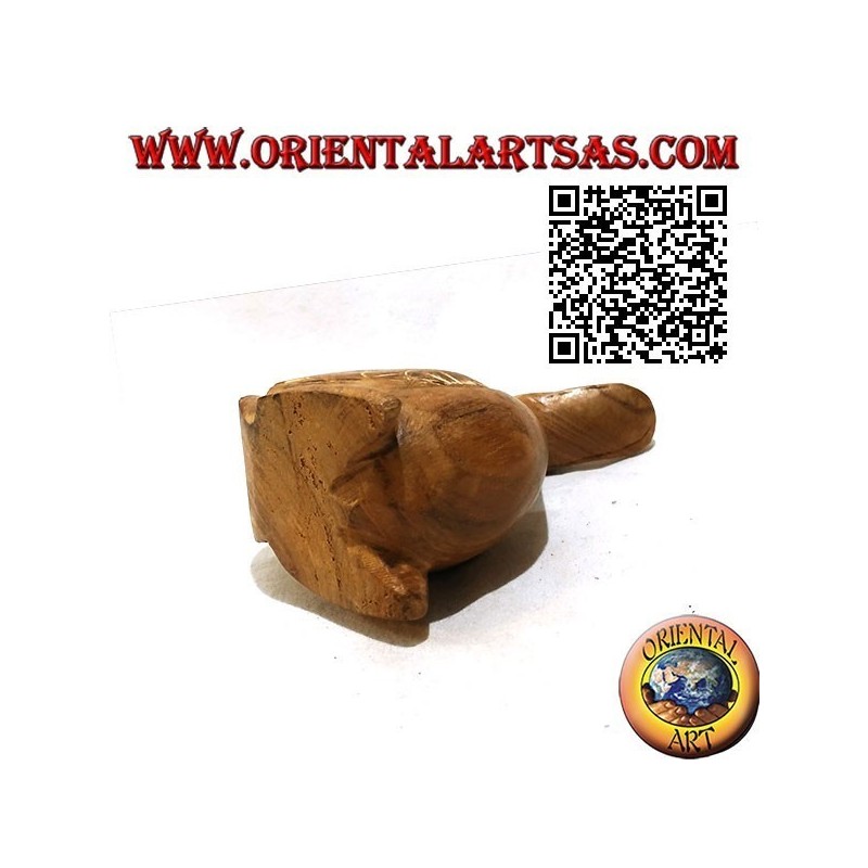 Handgemalte Skulptur einer Gans, 12 cm Teakholz (natürlich)