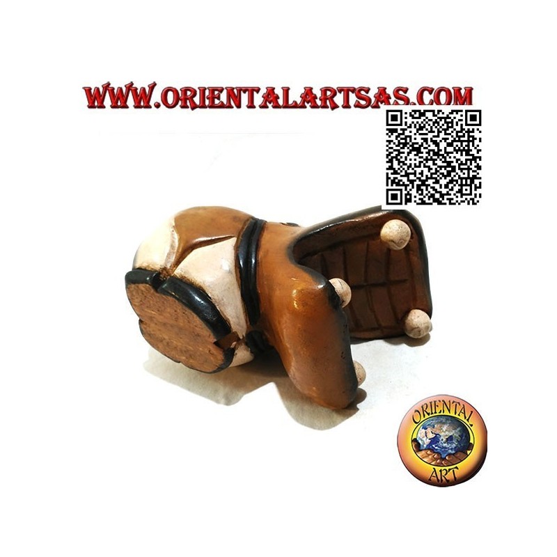 Hand painted sculpture of a hippo, in teak wood (large)