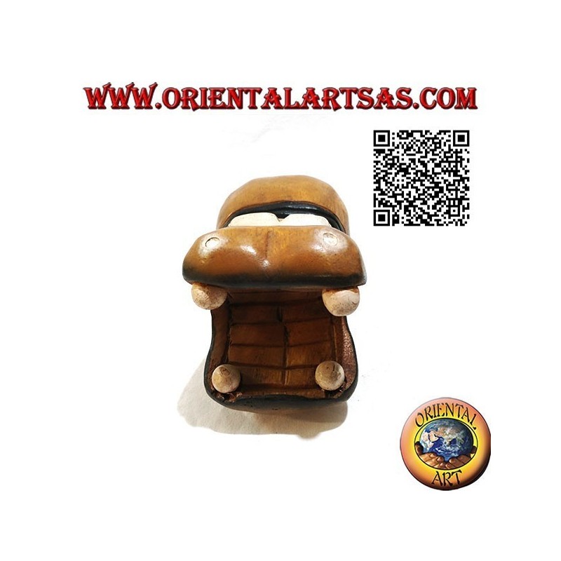 Hand painted sculpture of a hippo, in teak wood (large)