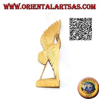 Skulptur eines Flamingos mit Flügelspannweite aus 22 cm Hibiskusholz