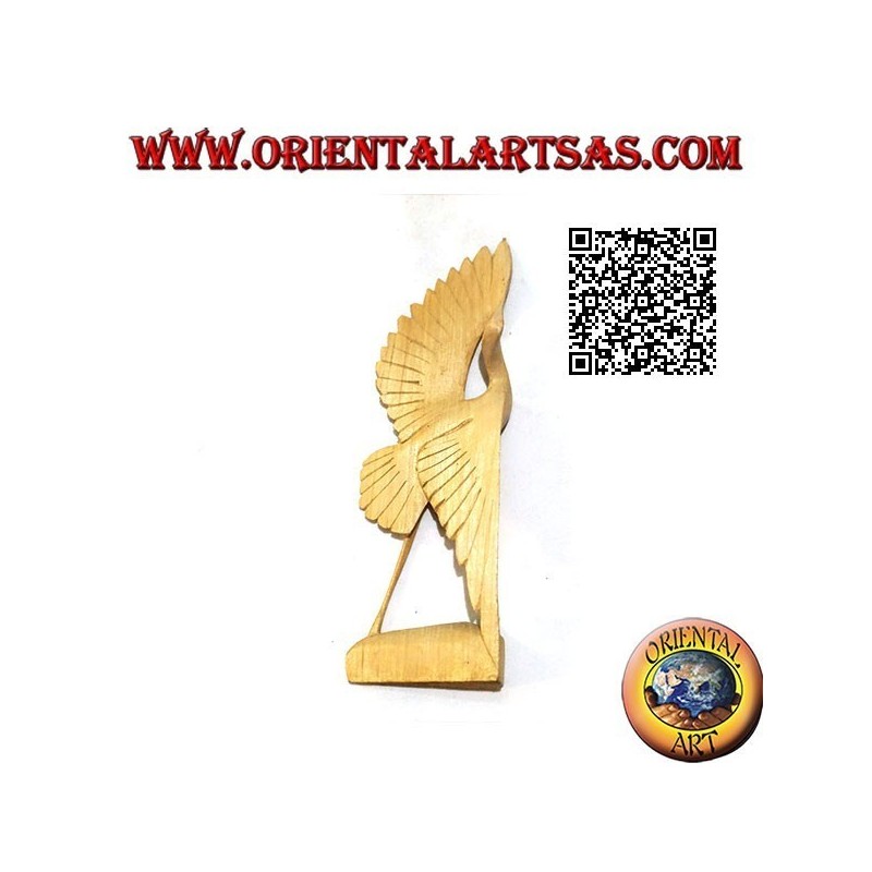 Escultura de flamenco con envergadura en madera de hibisco de 22 cm