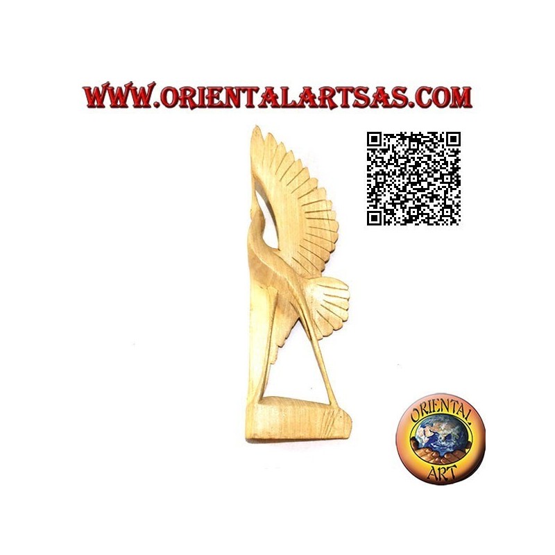 Escultura de flamenco con envergadura en madera de hibisco de 22 cm