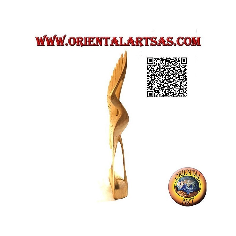 Escultura de flamenco con envergadura en madera de hibisco de 22 cm