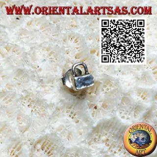 Mini silberner Ohrring, geschlossenes Vorhängeschloss