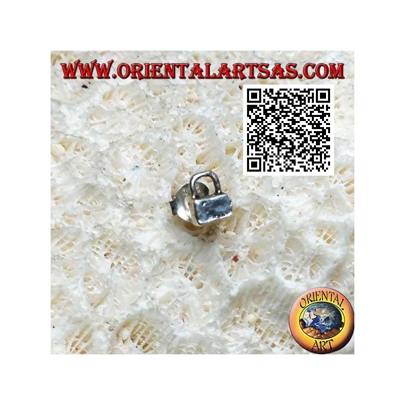 Mini boucle d'oreille en argent, cadenas fermé