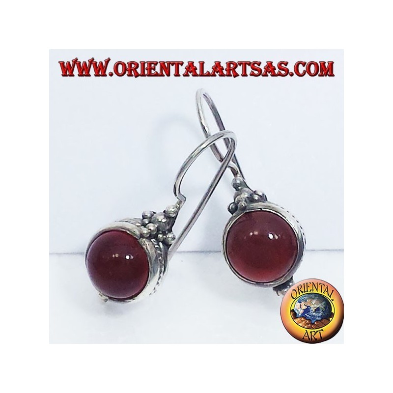 earring with carnelian round Bali, silver