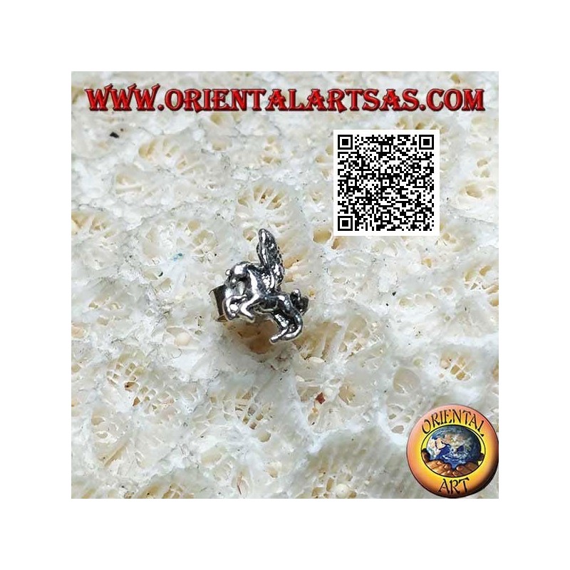 Mini pendiente de plata, Pegaso, el caballo alado, en el perfil izquierdo