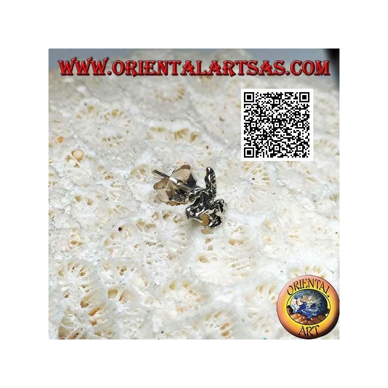 Mini silver earring, Pegasus, the winged horse, on the left profile