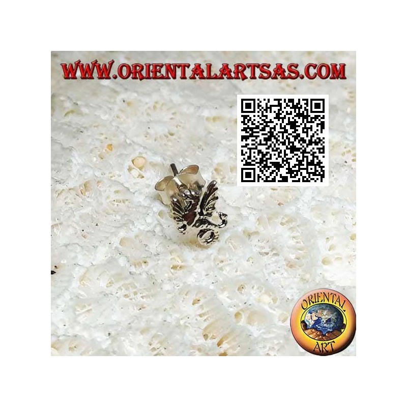 Mini silver earring, "Tanninim" the sea dragon