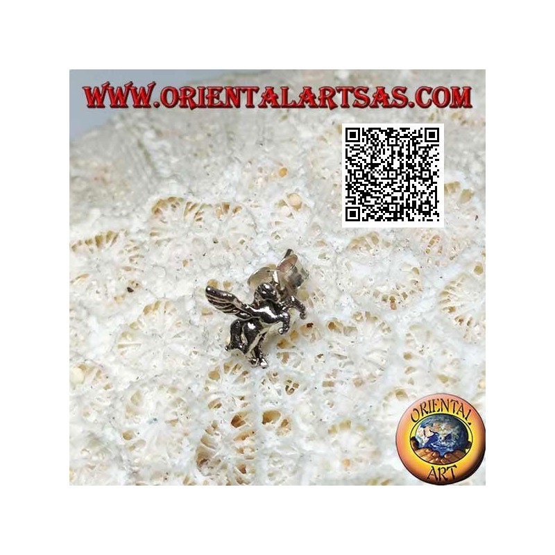 Mini silver earring, Pegasus, the winged horse, on the right profile