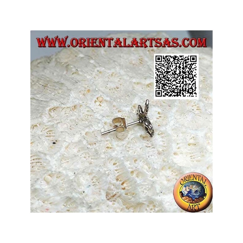 Mini silberner Ohrring, Pegasus, das geflügelte Pferd, auf dem rechten Profil