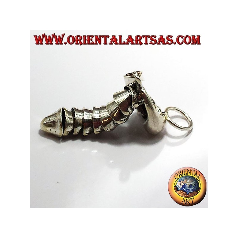 pendentif, pénis mobile, argent