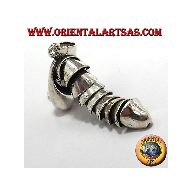 pendentif, pénis mobile, argent
