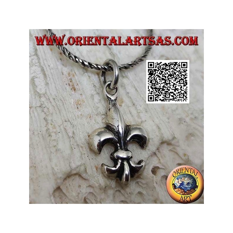 Pendentif en argent lisse en forme de lys, l'une des quatre figures héraldiques (symbole de Florence)