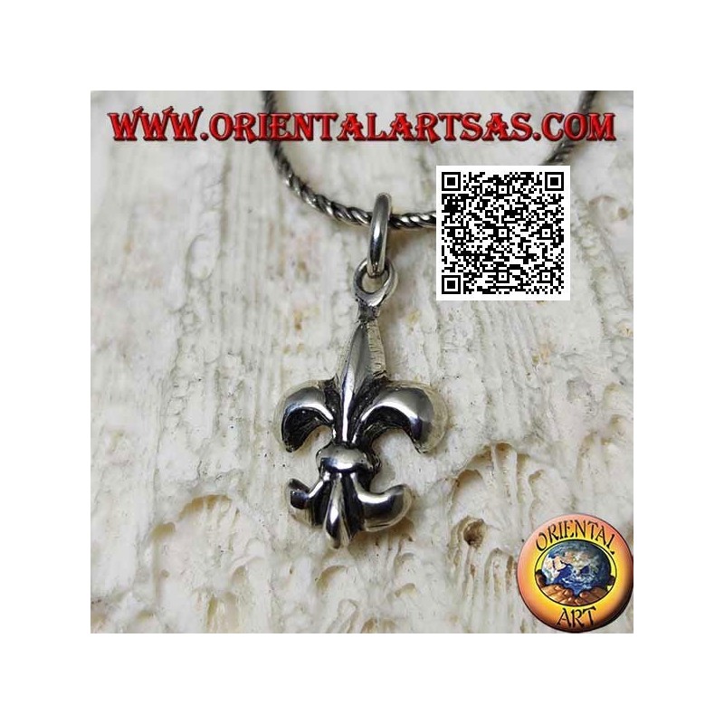 Pendentif en argent lisse en forme de lys, l'une des quatre figures héraldiques (symbole de Florence)