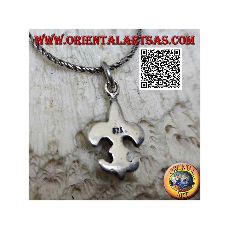 Smooth silver pendant in the shape of a lily, one of the four heraldic figures (symbol of Florence)
